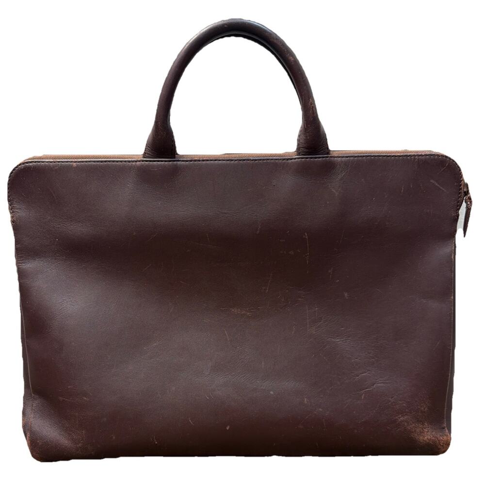TRION 15 Inch Leather Bag‎ Choco Formal Office Classic Cowhide Pockets Travel